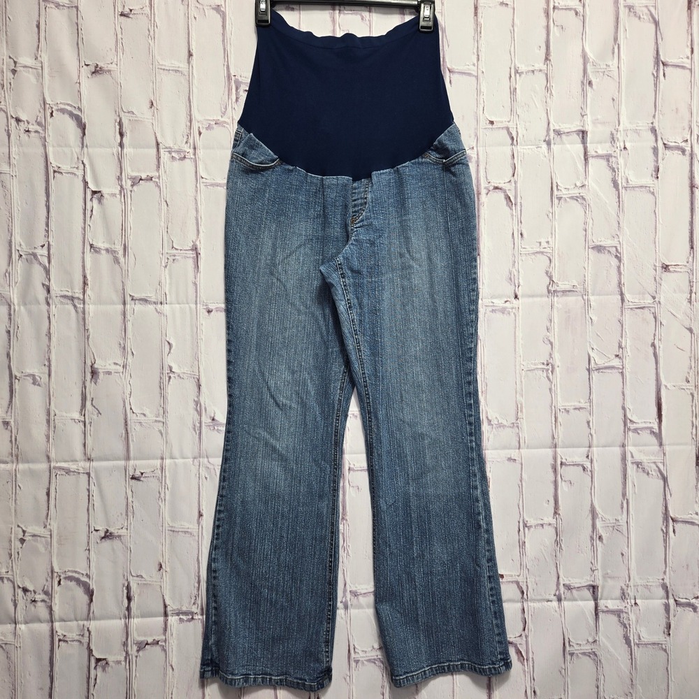 Motherhood Maternity Denim Jeans Blue Bootcut Secret Fit Belly Petite Womens PL